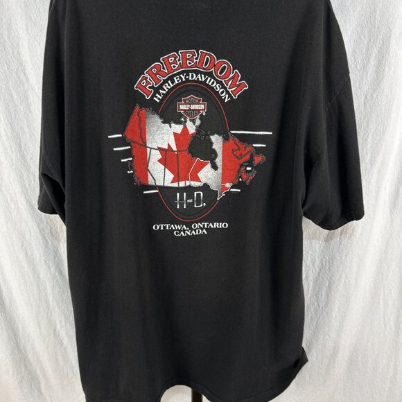 Vintage Y2K Harley-Davidson medieval Freedom Canada Faded T-Shirt Adult XXL 2XL - Picture 4 of 7
